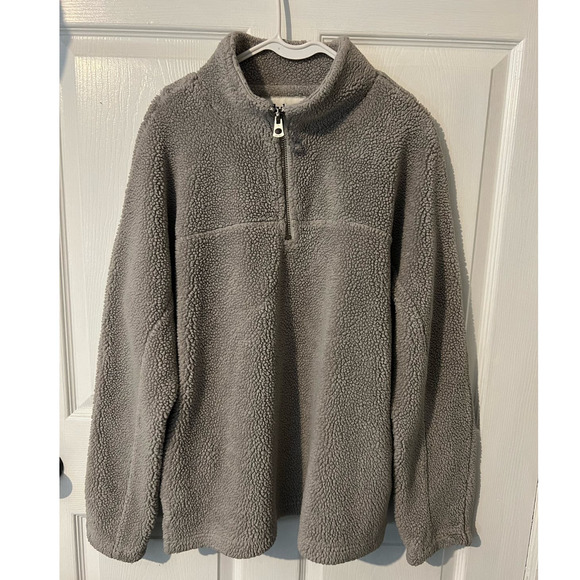 dylan Tops - DYLAN Los Angeles Faux Fur Half Zip‎ Long Sleeve Pullover Top Size Large Gray